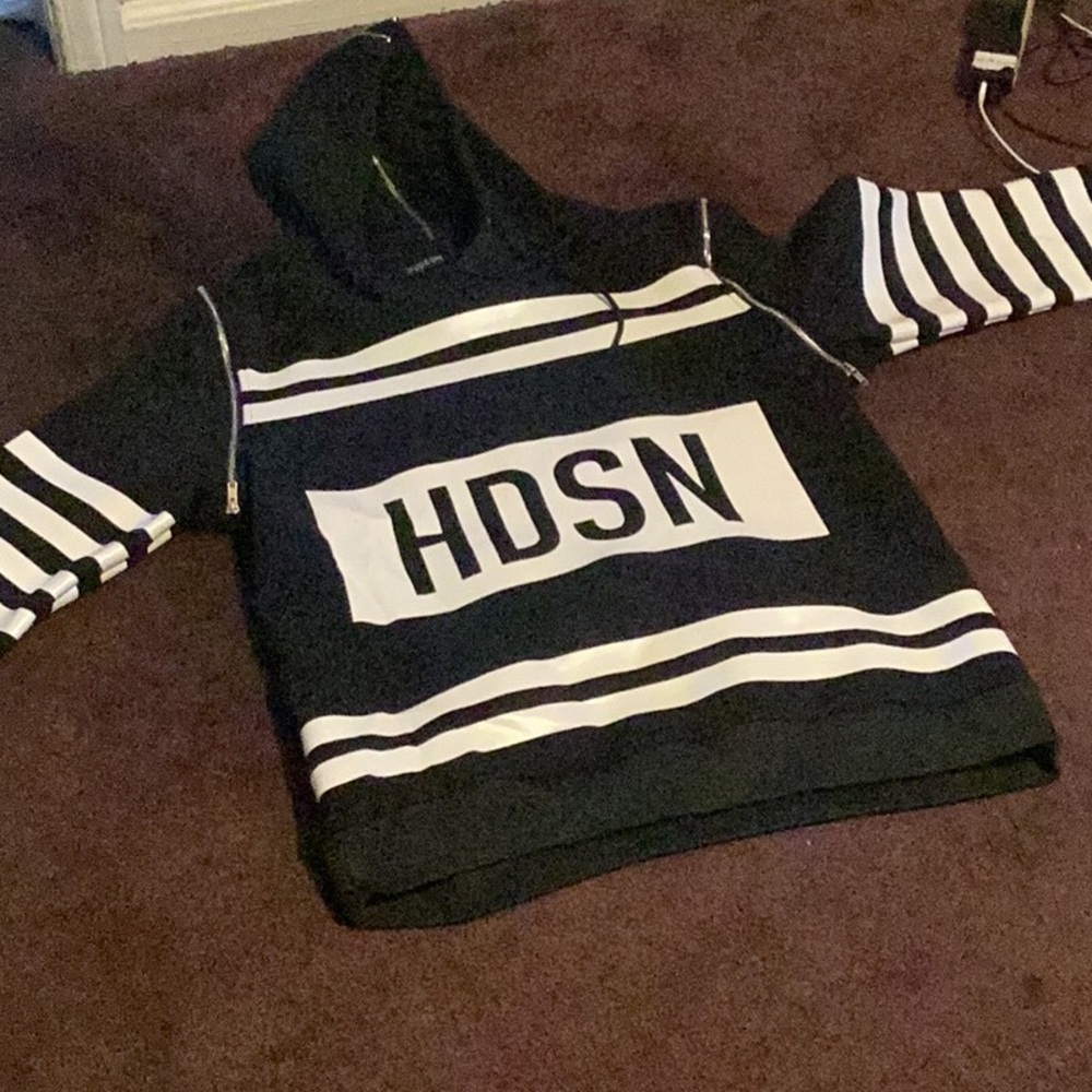 HDSN Black and White Striped Hoodie